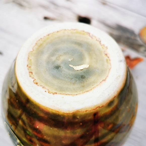 Vintage Abstract Floral Striped Pottery Vase - Picture 8 of 14